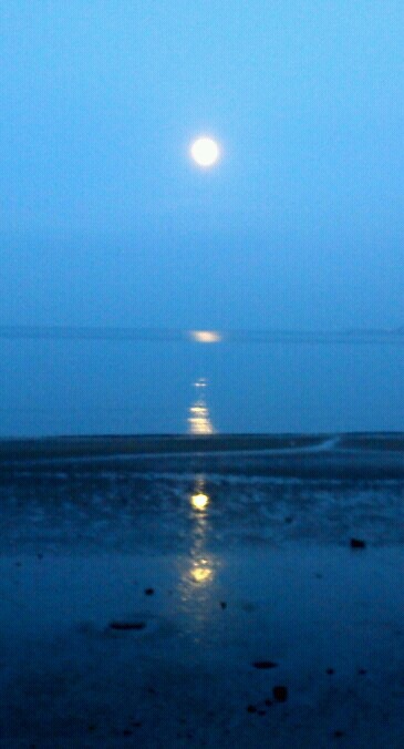 moon over filey bay by mark powell-essen