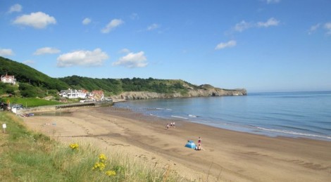 Sandsend beach is a distinctive feature on the coast. 