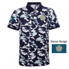 yorkshire rose and flag embroidered on blue camo polo shirt