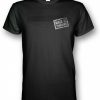 small white small made in yorkshire chest stamp on black t-shirt