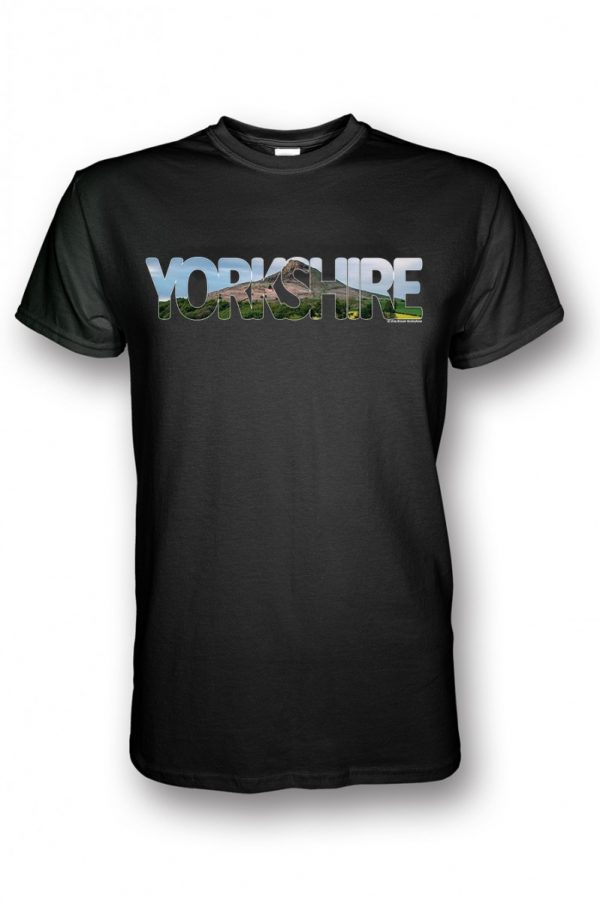 roseberry topping yorkshire typography on black t-shirt