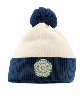 Yorkshire Rose Embroidered Bobble Hat