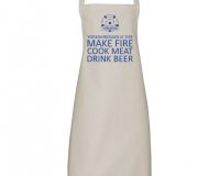 Yorkshireman is 'Ere, Make Fire, Cook Meat, Drink Beer design on a natural coloured apron