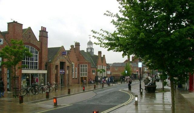 shops in acomb on a rainy day