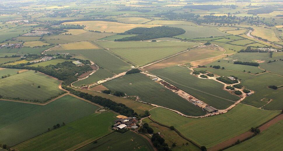 A view of RAF Acaster Malbis airfield from the sky.
